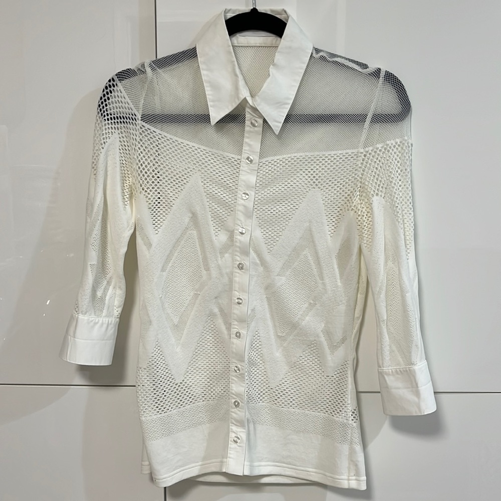 Anne Fontaine mesh white collared button down